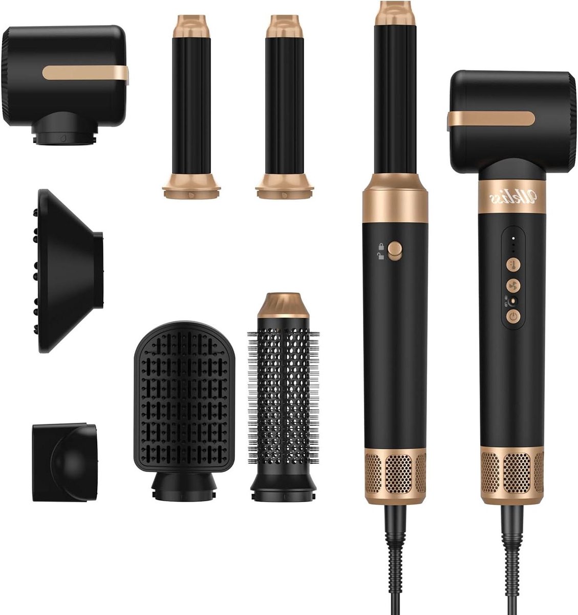 Haarstyler Multistyler - Hot Air Brush - Haar Drogen Stylen - 7-in-1 Accessoires - 1400 W - Zwart