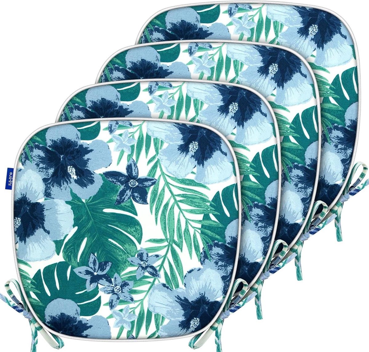 Stoelkussens met banden - Zitkussens - Comfortabel zitten - Waterbestendig en UV-bestendig - 43 x 40 cm set van 4