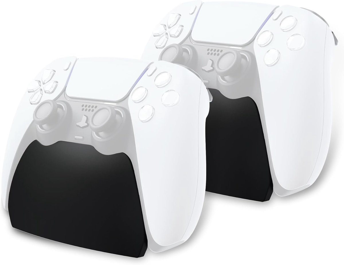 SnelShoppen - 2-Pack Controller Display Stand voor PS5 Gamepad - Desk Holder Organizer met Rubber Pads - Zwart - Perfect voor Gaming Accessoires