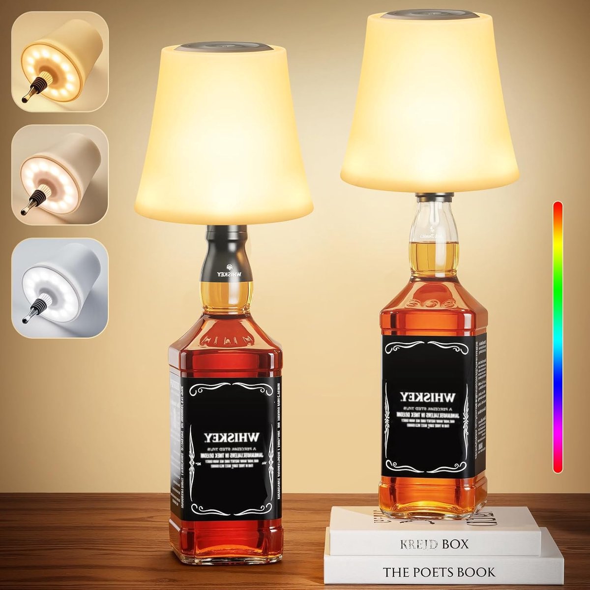 SnelShoppen - LED Flessenlamp Set van 2 - Dimbare Tafel lamp voor Binnen en Buiten - 5200 mAh Accu - 7 Verlichtingsmodi - IP54 Waterdicht - Voor Tuin,
