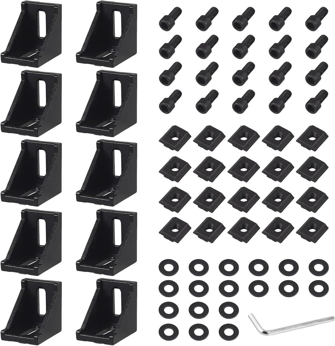 SnelShoppen - 10x Aluminium Hoekverbindingen 30x30mm voor 90° Montage - Stevige Corner Brackets voor 3D Printer en CNC Router - Zwart