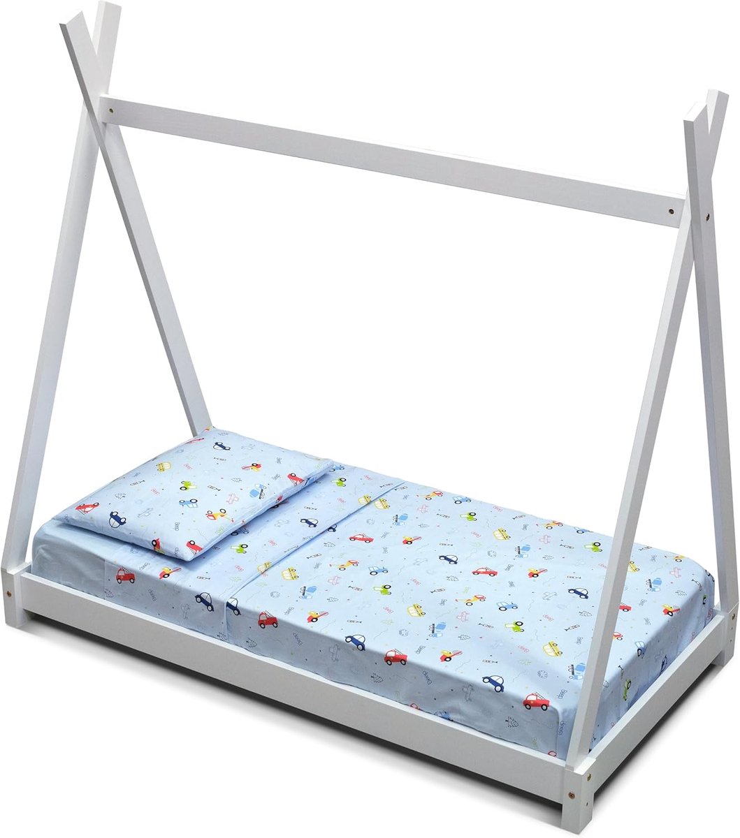 SnelShoppen - Montessori Bed Linnen Set 70 x 140 cm - 3-delige set met Fitted Sheet, Flat Sheet en Kussensloop - 100% Katoen, Oeko-Tex - Ideaal voor K