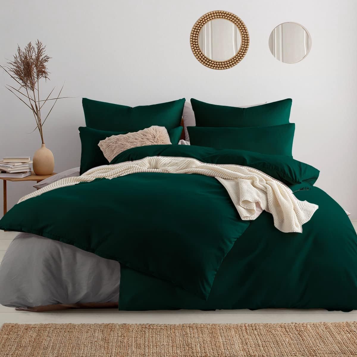 SnelShoppen - Bedlinnen 135 x 200 cm 6-delig Set Groen - 2 Dekbedovertrekken + 4 Kussenslopen - Zachte Microvezel, Kreukvrij en Wasmachinebestendig