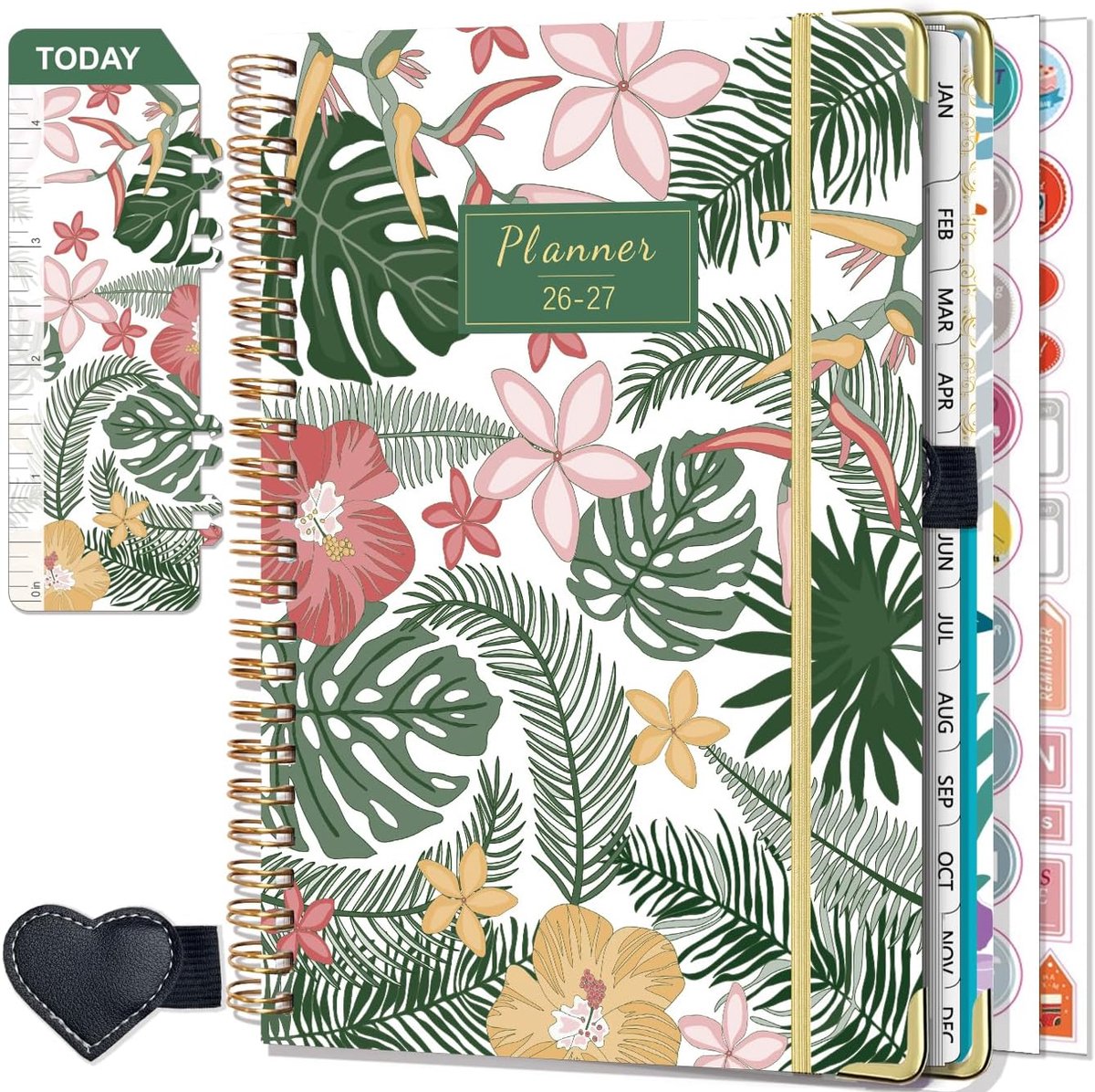 SnelShoppen - NEYSA Agenda 2025 2026 Spiral Weekly Planner A5 - School Kalender met Planning Stickers, Pen Loop, Potlood Etui - Juli 2025 - Juni 2026
