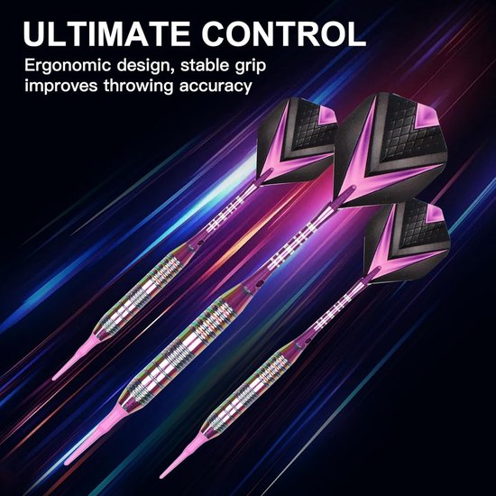 Set van 3 professionele darts met plastic punt, 21 g voor elektronische dartborden, inclusief opslagdoos en zachte dartvleugels — afbeelding 3