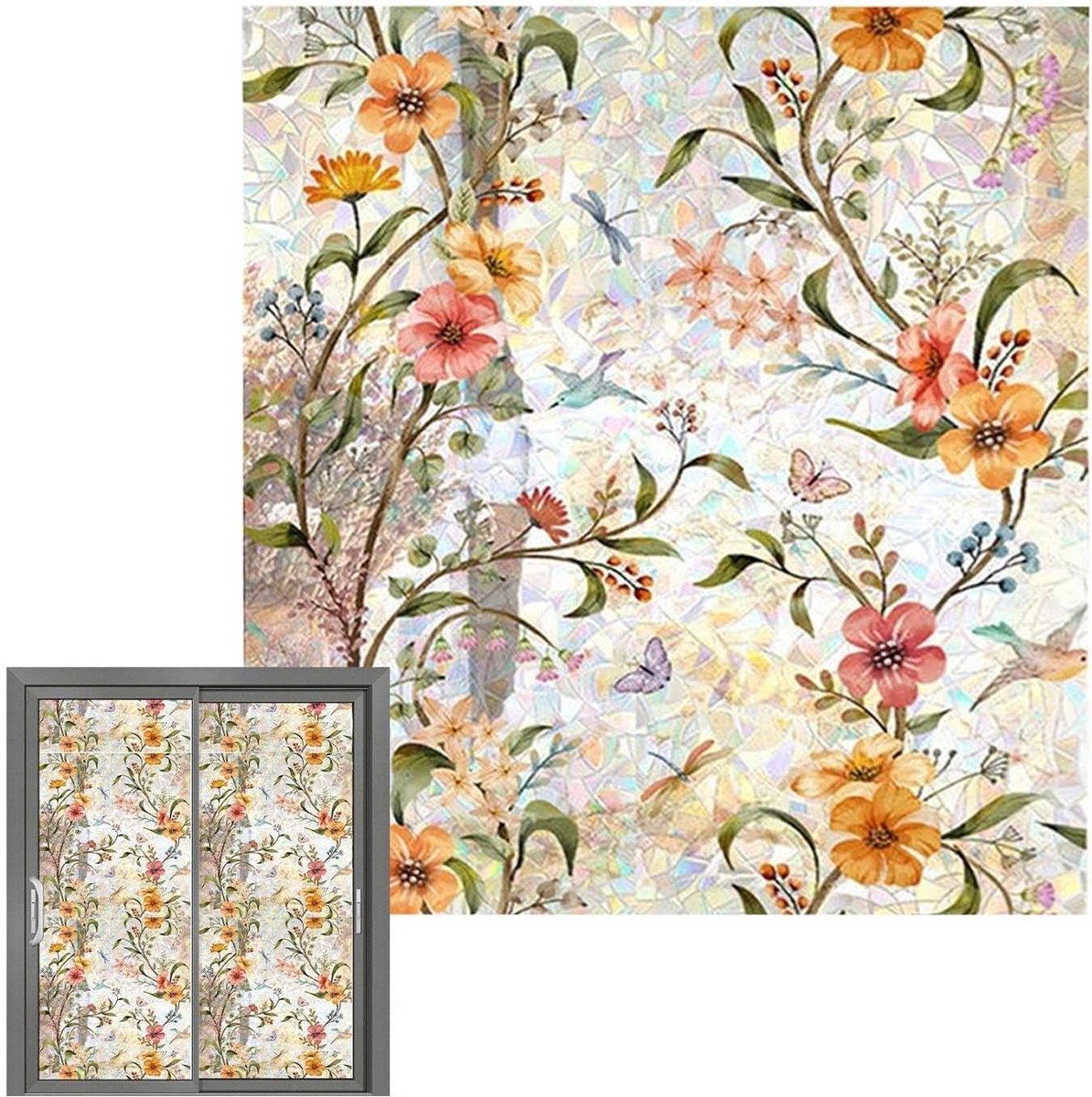 Raamfolie Privacy - Statische Sticker - Privacy Creëren - Regenboog Effect - 40 x 100 cm -