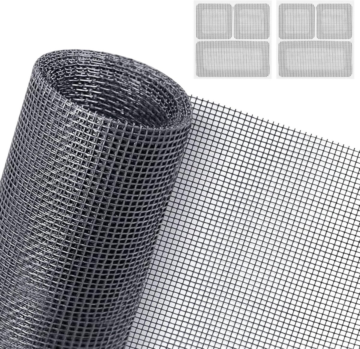 Vliegenraam voor Vensters 250 x 120 cm, Verstelbaar Muggennet, Zelfklevend, Geen Boren, Inclusief 2 Patches voor Reparatie van Vliegenramen en Deuren, Grijs