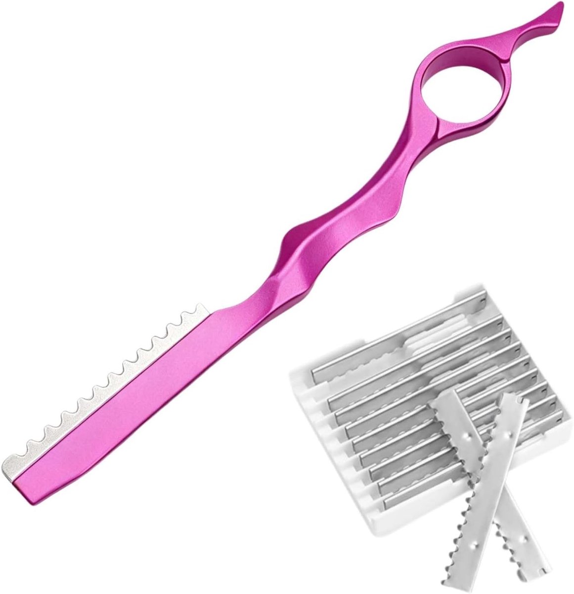 Effileermes voor haarstyling met 10 reservemesjes, ideaal voor kapsalons en thuisgebruik, precisie en gemak in één.