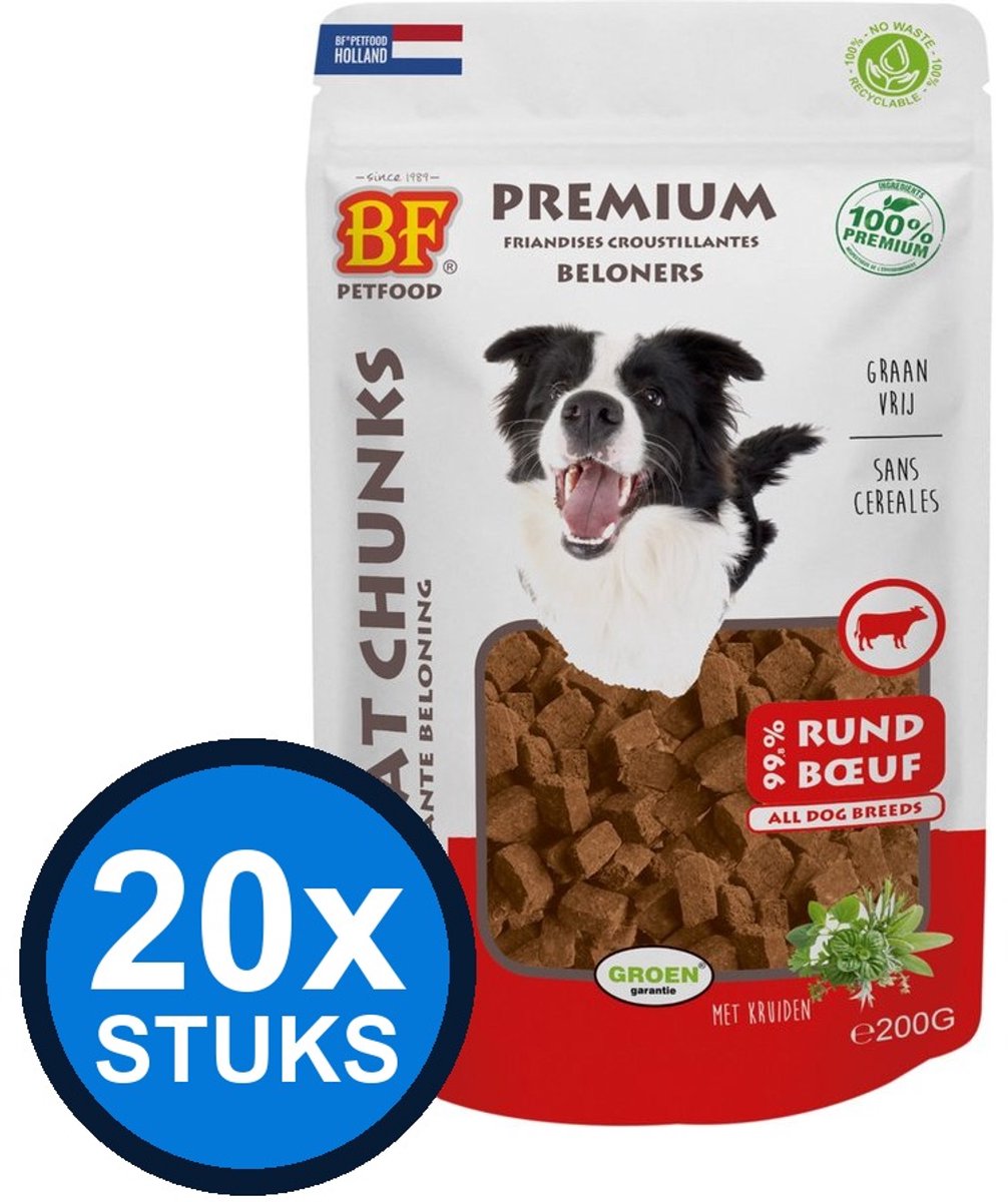 20x Biofood - meat chunks rund&hert (mix proteïne) 200gr - Hondenvoer Snacks - 200 g