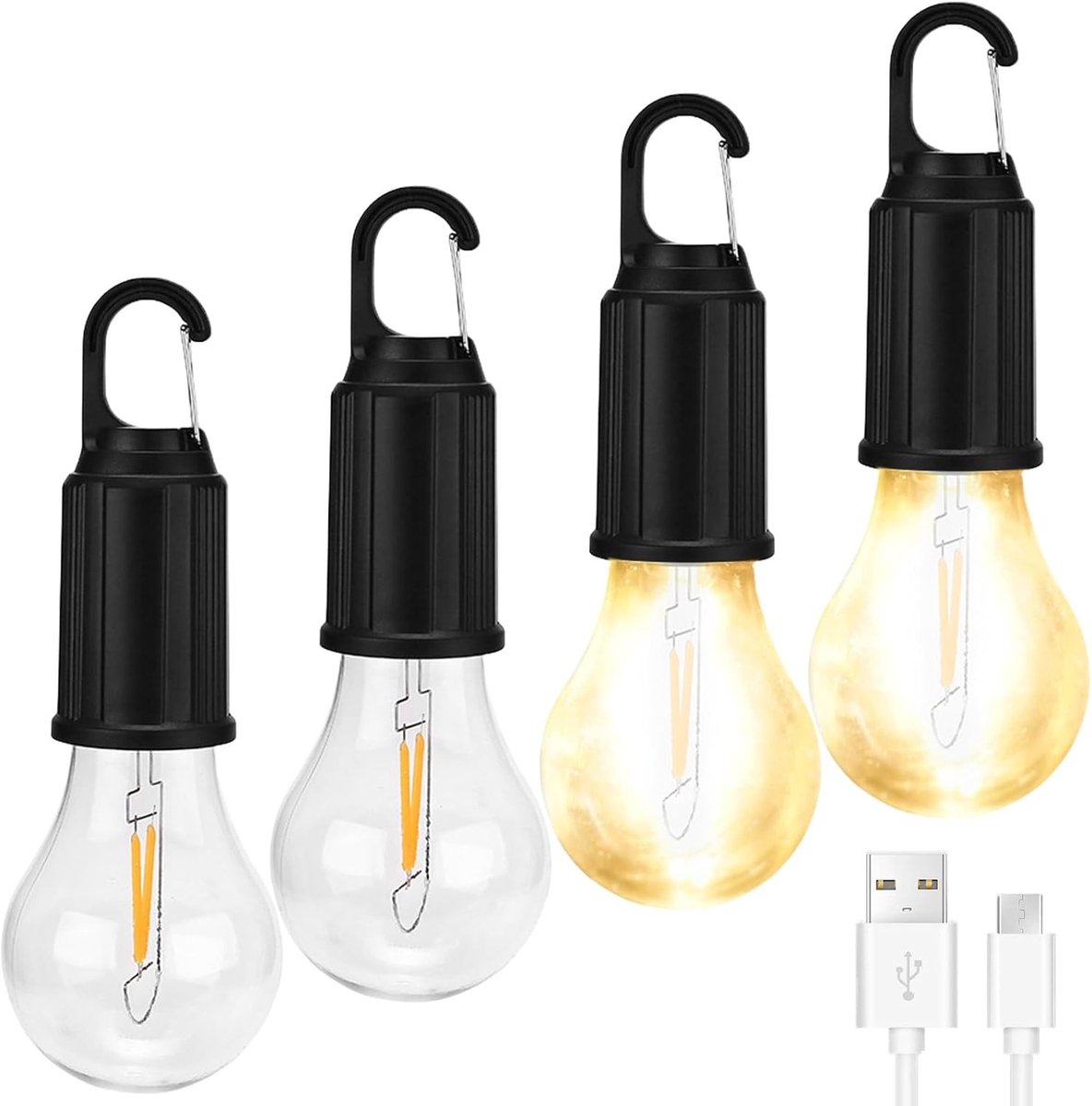 Oplaadbare LED Campinglampen met Haakjes - 4 Tentverlichting, Draagbare Lampen voor Avonturen en Buitenactiviteiten
