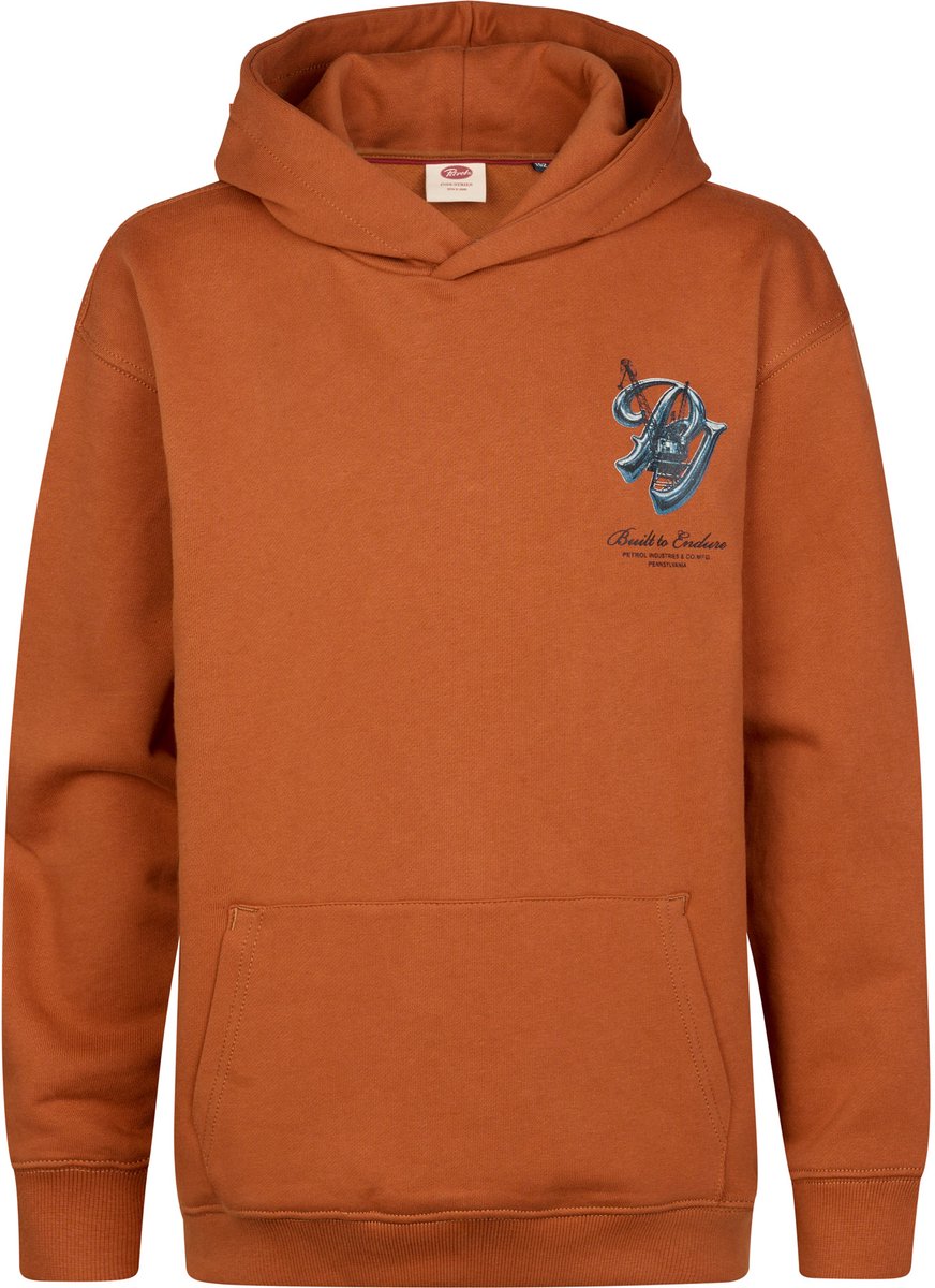 Petrol Industries - Jongens Hoodie met print Steelpark - Oranje - Maat 128