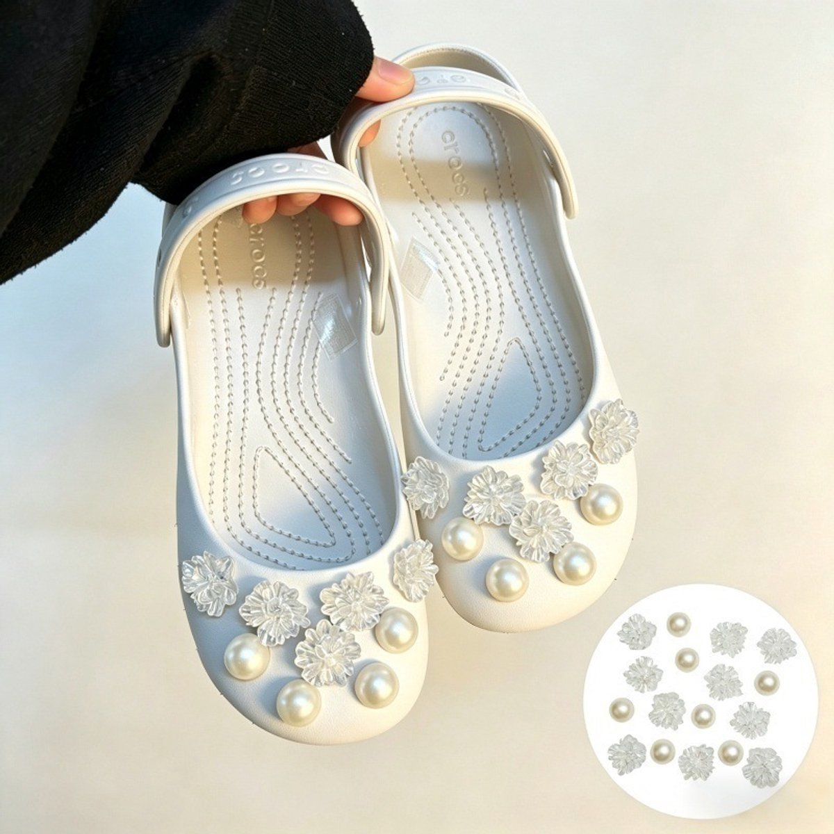 Schoenaccessoires-geschikt voor crocs charms- geschikt voor crocs pins- geschikt voor crocs Accessoires- geschikt voor Crocs Jibbitz-SZ-166 Matte Ice Pearl