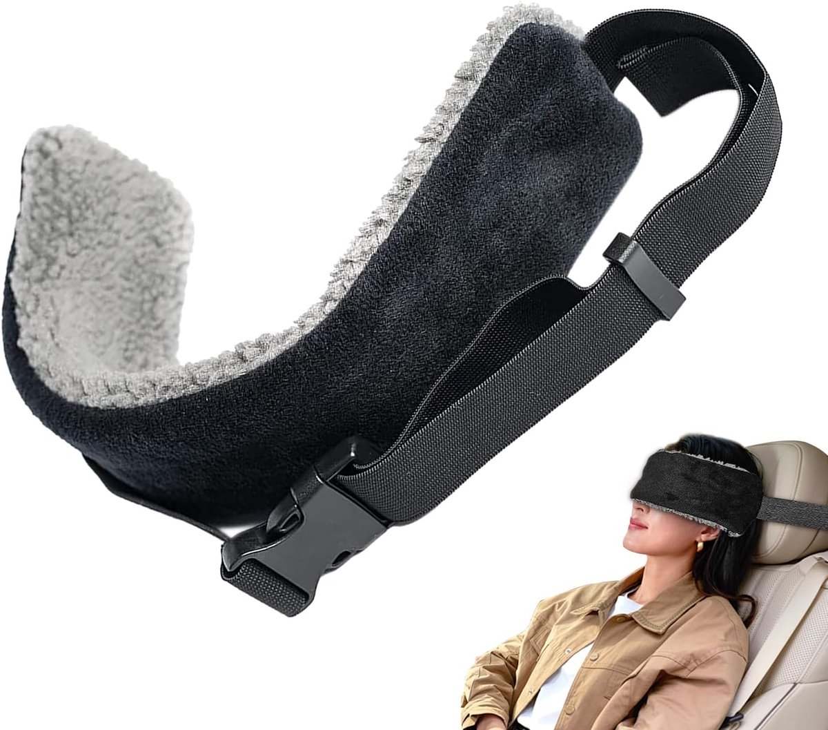 Oogmasker - Zacht slaapmasker - Verstelbare bandjes - hoofdsteunriemen voor vliegtuigen - Voorkom schudden in auto/vliegtuigen - Voor vliegreizen autoreizen en thuisgebruik - 30 x 10 CM