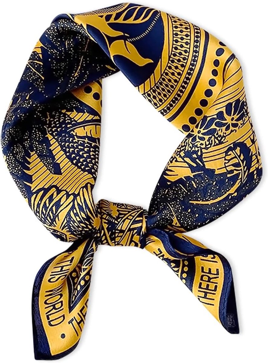 Zijde Sjaal voor Vrouwen - Vierkante Abstracte Kunst Print met Dierenmotief - Lichtgewicht en Zacht voor Hoofdband en Nekdecoratie, Geel, One Size