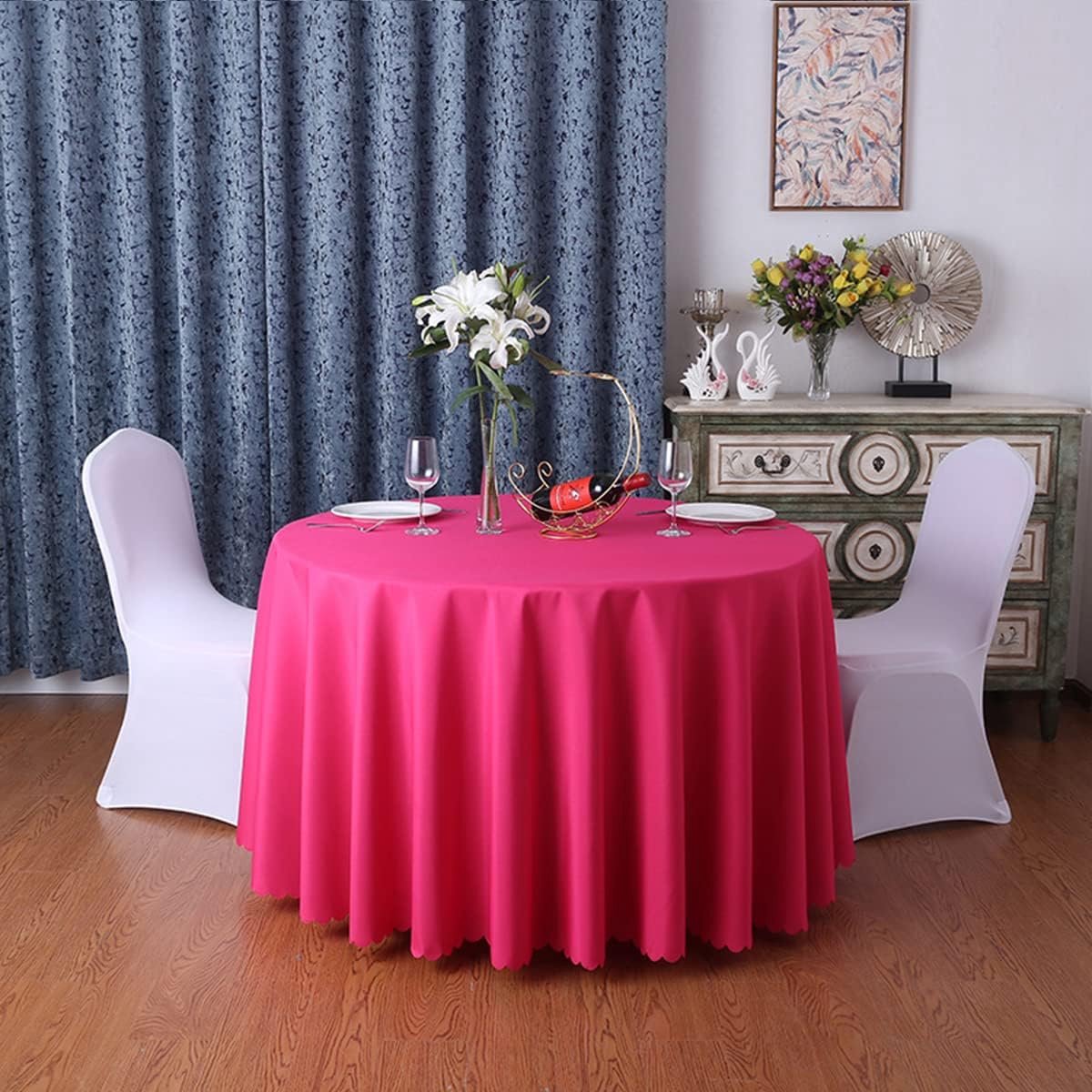 Ronde Tafelkleed - Premium polyester - Feestelijke decoratie - Stofbestendig - 380 cm - Dieppaars