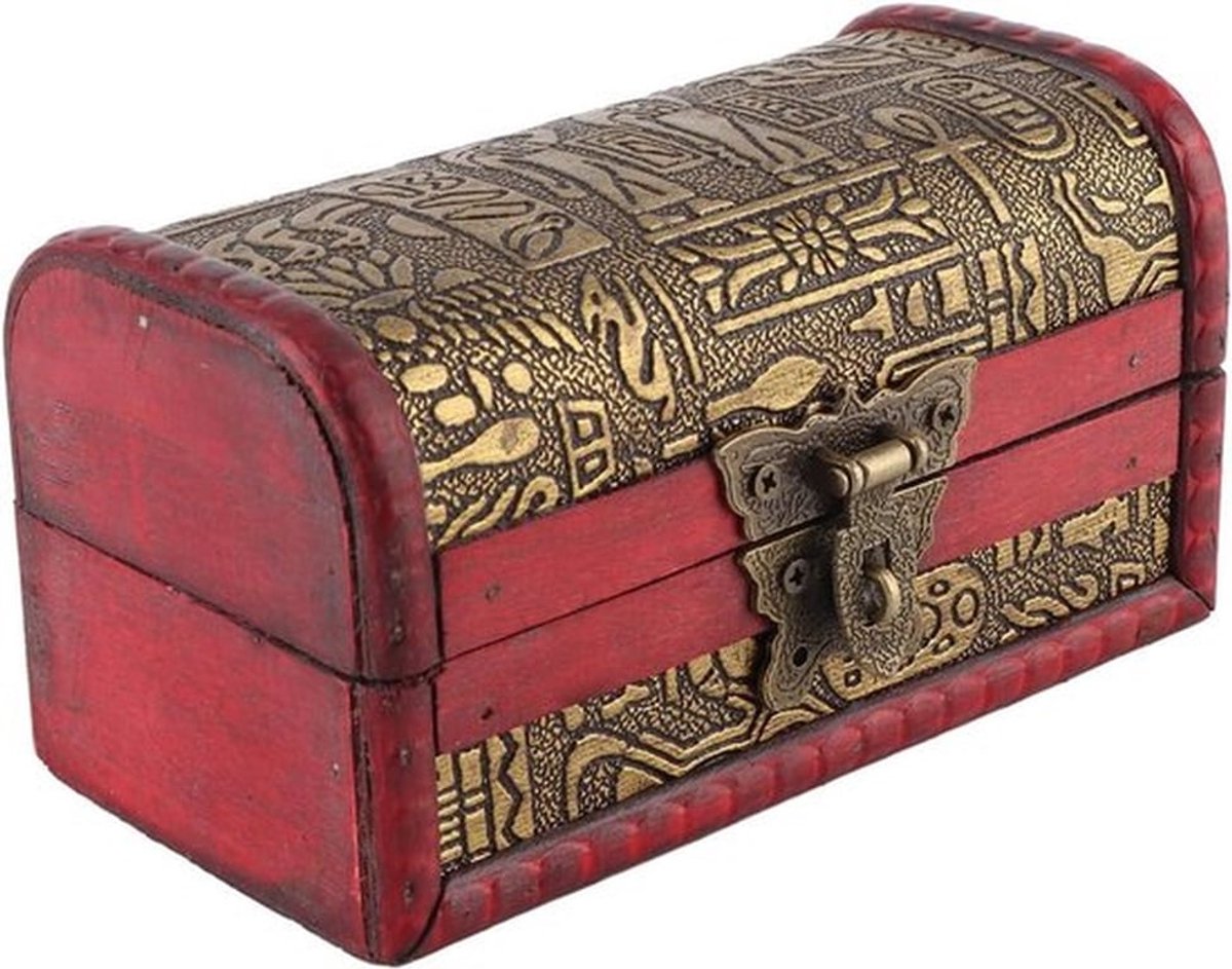 Kleine houten sieradendoos in vintage Europese stijl met klassieke uitstraling en wachtwoordvergrendeling, ideaal voor veilig opbergen en stijlvolle woondecoratie