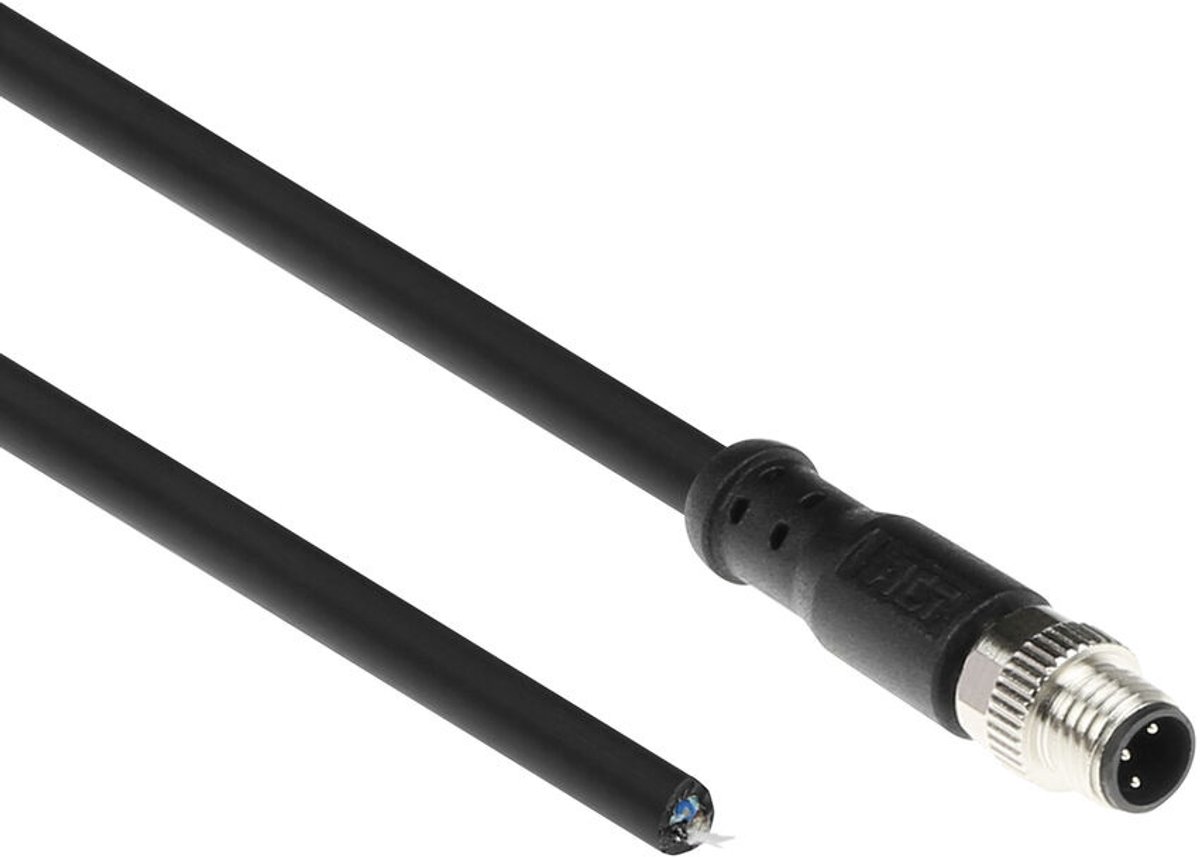 ACT SC3004 Industriële Sensorkabel | M8A 3-Polig Male naar Open End | Ultraflex Xtreme TPE kabel | Afgeschermd | IP67 | Zwart | 1,5 meter