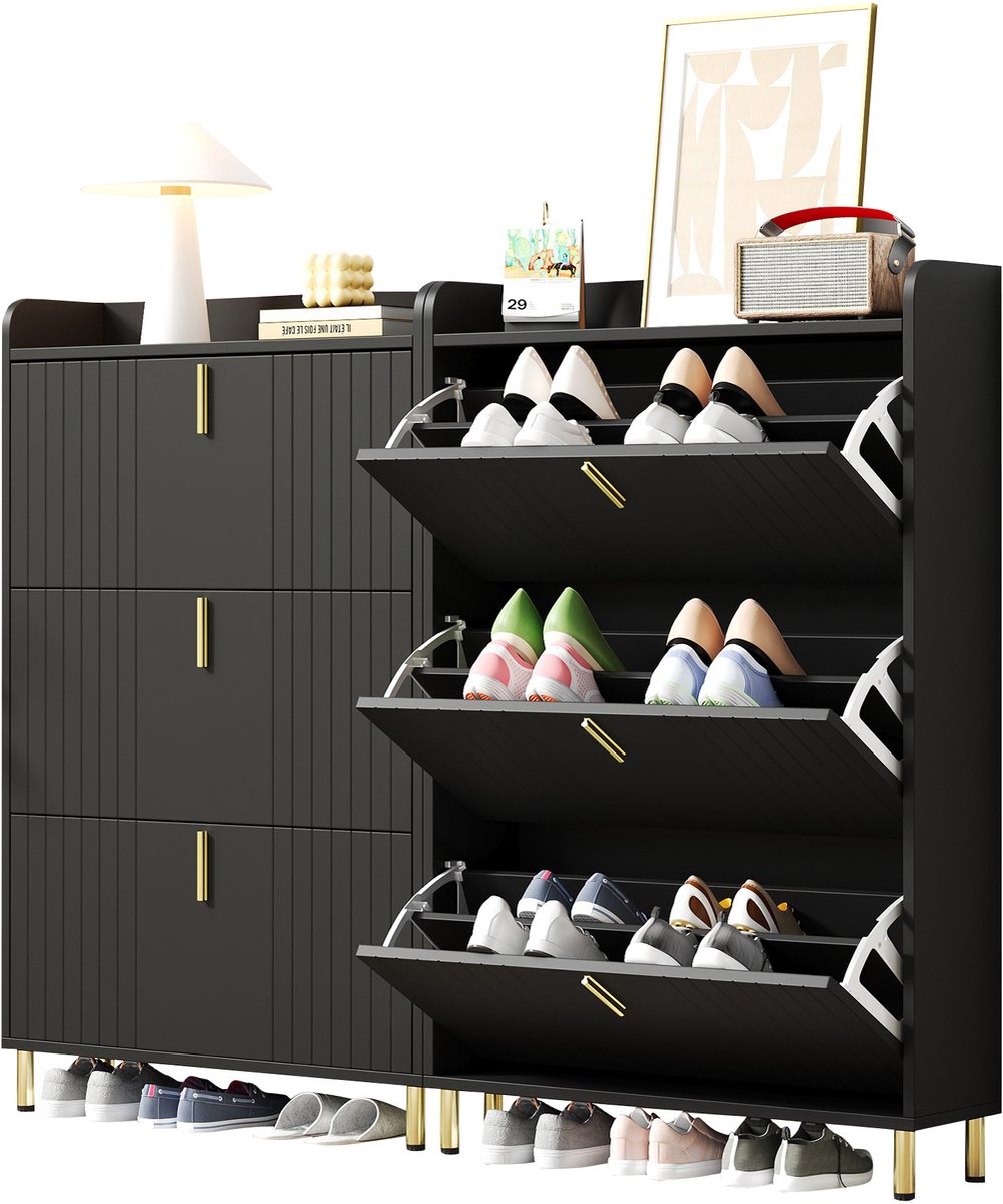 MODFU - Schoenenkast - Zwart - MDF - Met Kantelbeveiliging - Voor De Hal