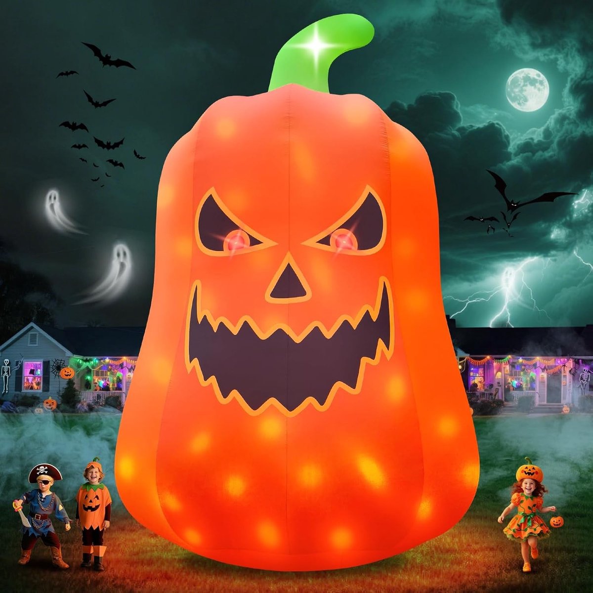Giant Pumpkin 20FT Opblaasbare Halloween Decoratie voor Tuin en Binnen, Perfect voor Feesten en Buitenactiviteiten