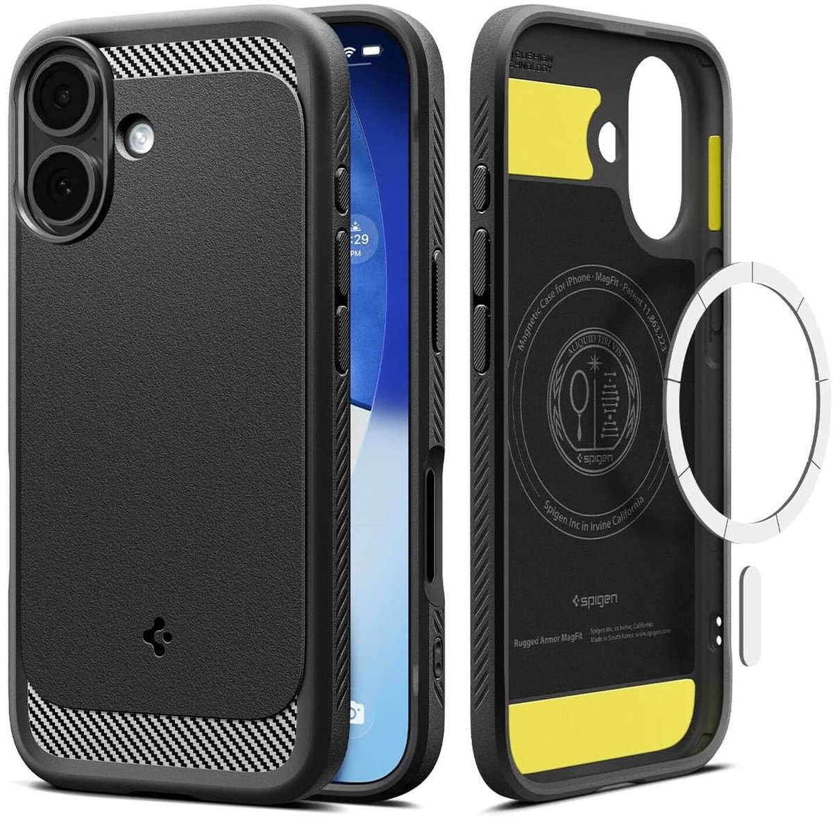 Spigen Rugged Armor MagFit - Hoesje Geschikt voor Apple iPhone 17 - Back Cover Compatibel met MagSafe - Air Cushion - Matte Zwart