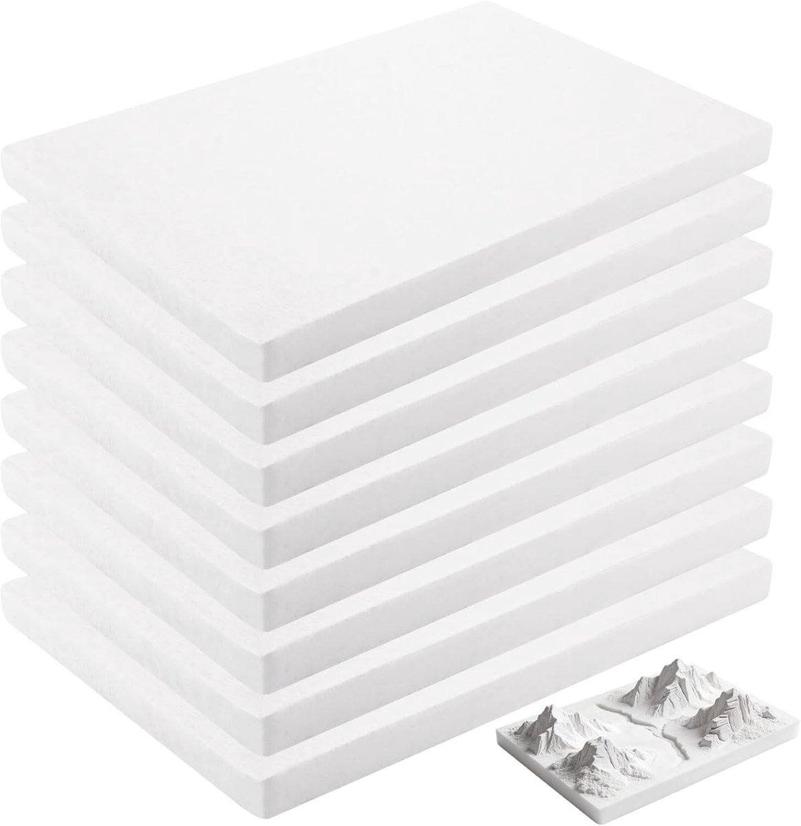 Set van 8 Witte Styrofoam Panelen, 30 x 20 x 2 cm, Hoogwaardige Hard Schuimplaten voor Modelbouw en Diorama's, Ideaal voor Creatieve Projecten en Kunstwerken