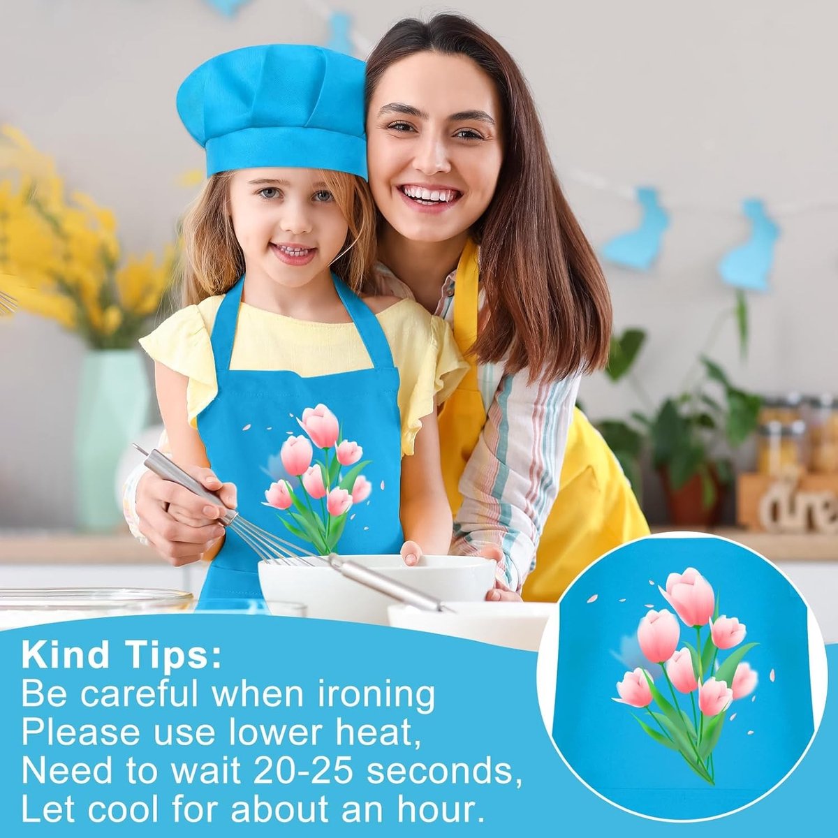Kinderschort en Koksbuis Set voor Kinderen, Verstelbare Schort met 2 Zakjes voor Koken en Bakken, Creatief Koken voor Kinderen