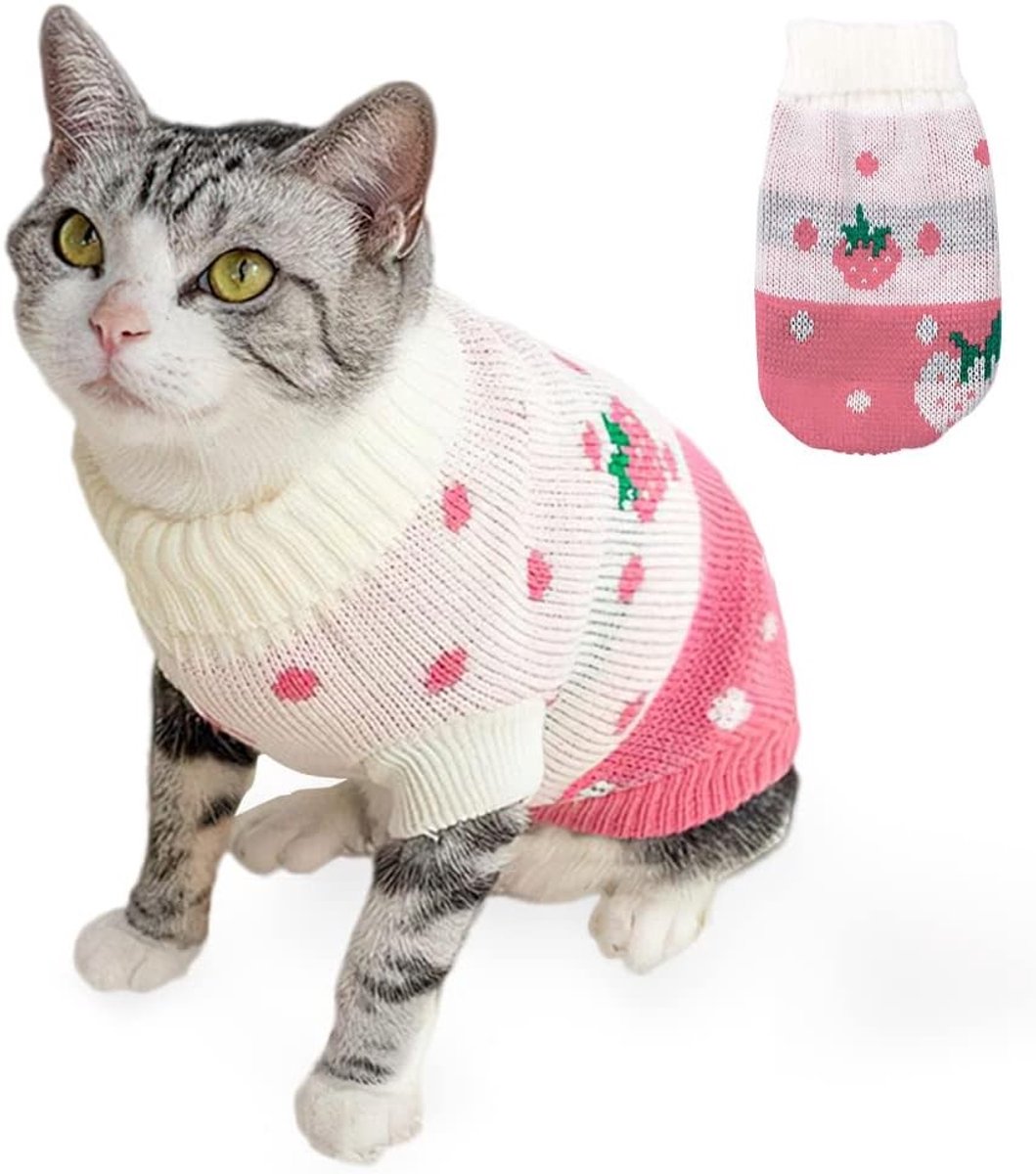 Warme wintertrui voor katten - Gezellige en comfortabele outfit voor huisdieren, gebreide trui voor katten (XL)