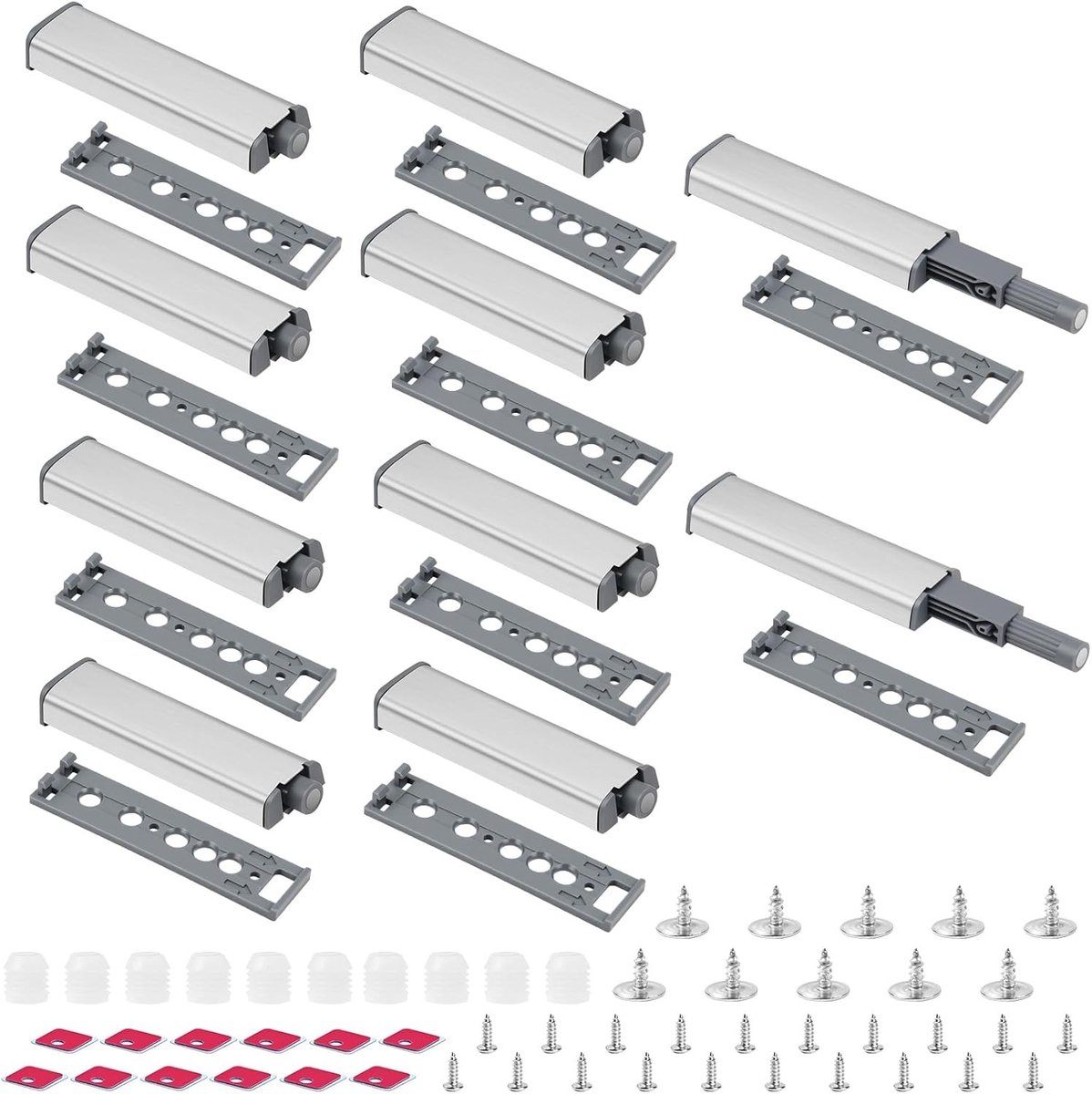 Push To Open Deursluitingen - 10 Stuks Magnetische Deursluiters met Bevestigingsschroeven en Zelfklevende Magneten voor Keuken- en Meubeldeuren