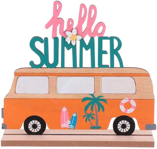 Houten Lettering Bushing Hallo Zomer Houten Lettertype Tropische Stijl Bureau Ornament DIY Zomer Lente Luau Feest Hawaiiaanse Decoratie Tafel Decoratie Kantoor Thuis Decoratie