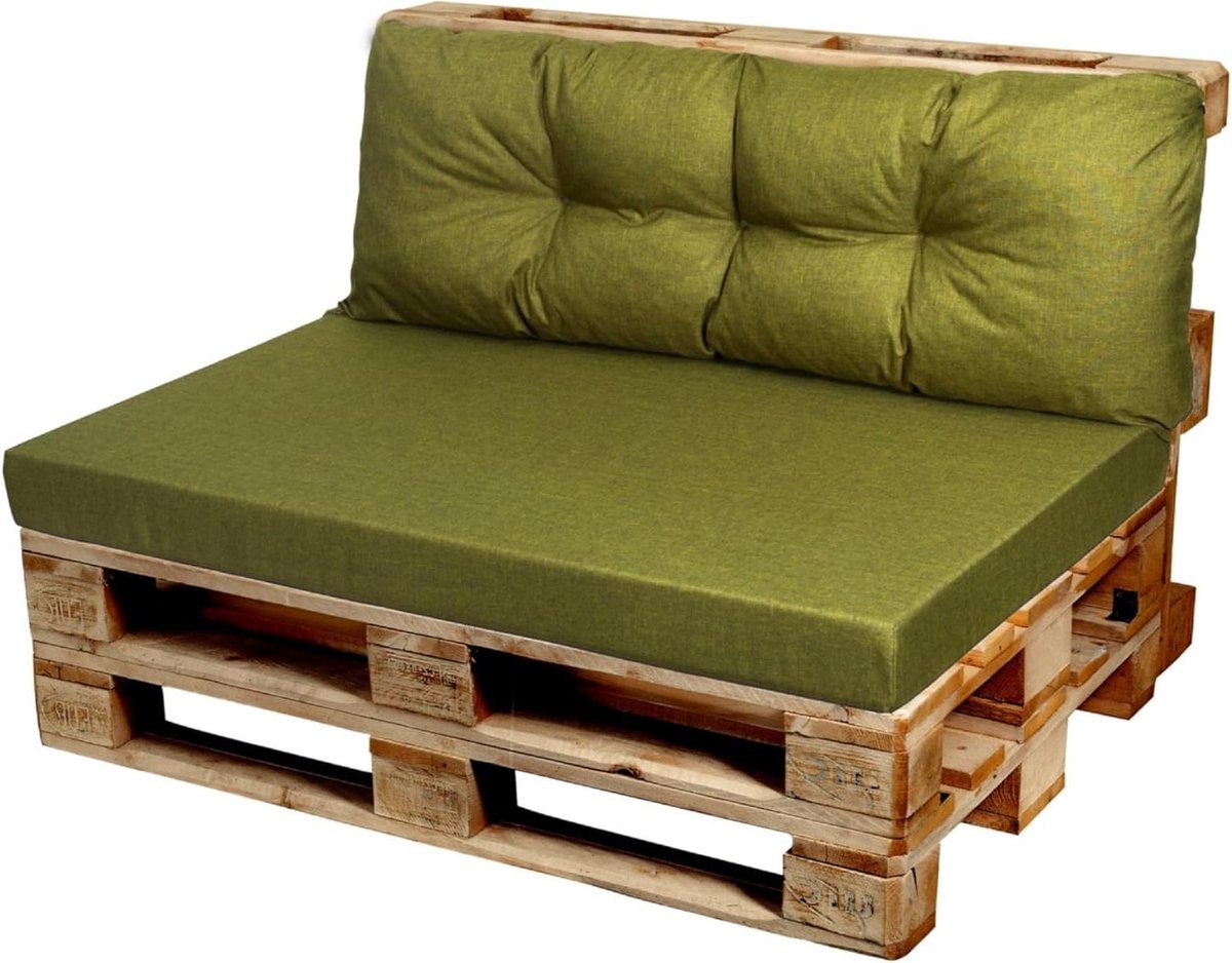 Palletkussens Set - Zitkussen Rugkussen - Buiten Zitten - Waterdicht Makkelijk Schoon - 120 x 50 cm - Limoen