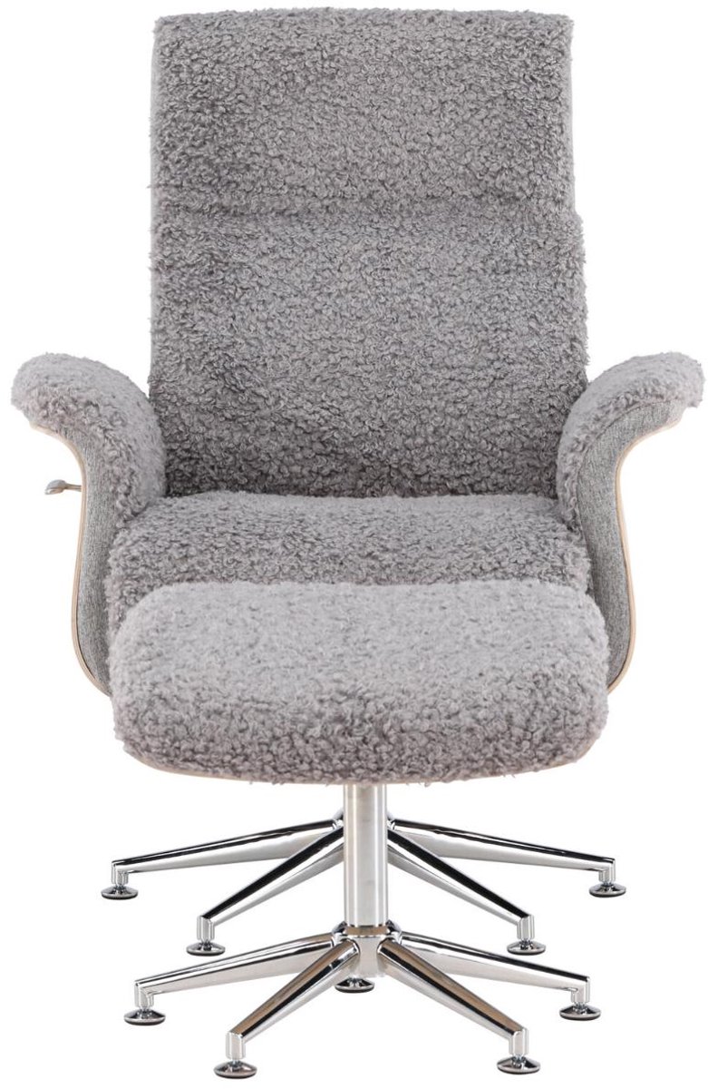 Hagön fauteuil met voetenbankje. Rugleuning verstelbaar lichtgrijs.