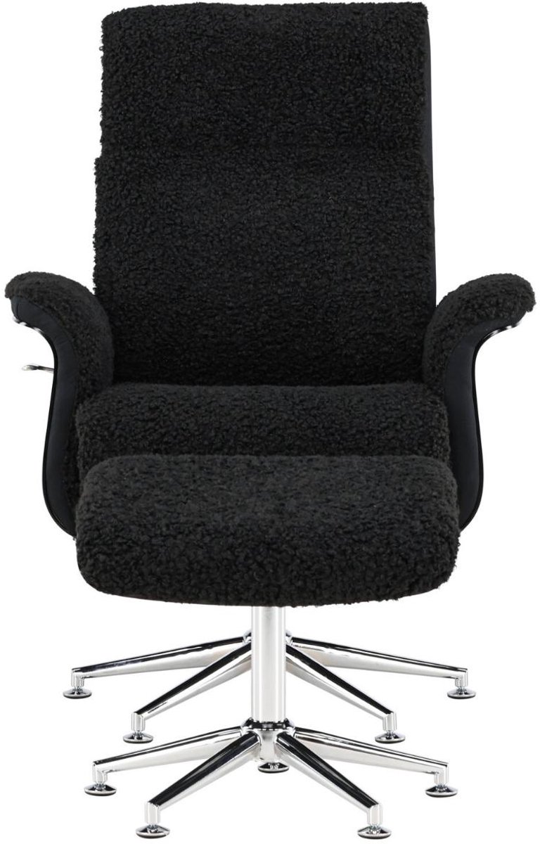 Hagön fauteuil met voetenbankje. Rugleuning verstelbaar donkergrijs.