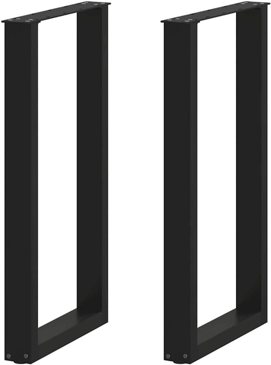 Bartafelpoten U-vorm - Tafelonderstel Metaal - Meubels Maken - Verstelbare Nivelleervoeten - 50 x 90 cm - Zwart