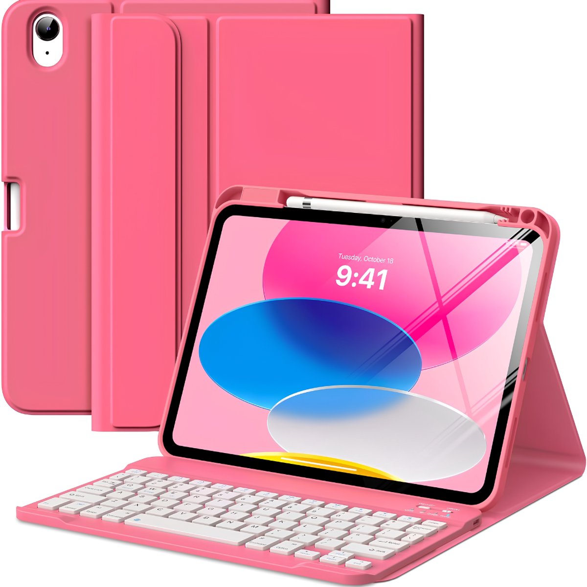 SP® Ipad Hoes met Toetsenbord - 11e Generatie Hoes met Toetsenbord - Toetsenbordhoes met Potloodhouder - Roze - 28cm x 20cm x 2cm
