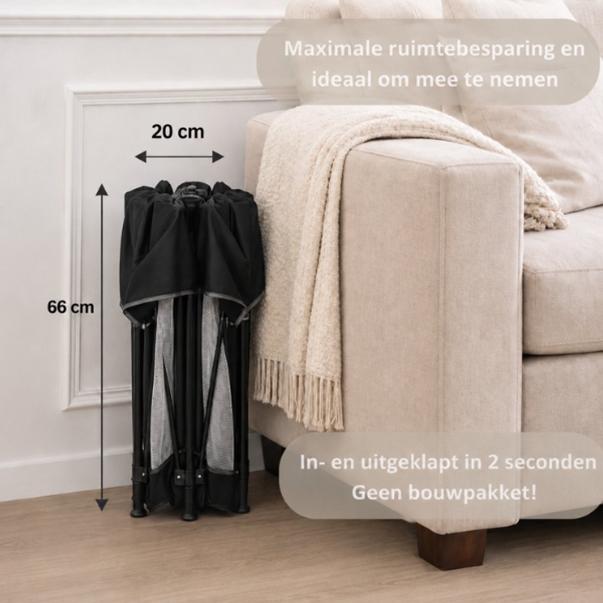 Broyari® Grondbox Baby 127x127 cm – Binnen 2 Seconden Inklapbaar – Inclusief Speelmat & 50 Speelballen – Opvouwbare Baby Speelbox – Kinderbox – Playpen – Zwart – foto 4
