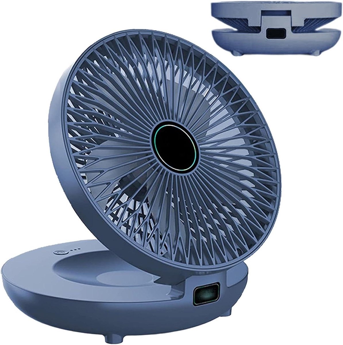 Wandventilator Bureauventilator - Opvouwbare Ventilator - Zelfklevende Ventilatie - Ultrastil Ontwerp - 20.5W x 9.4H cm - Blauw