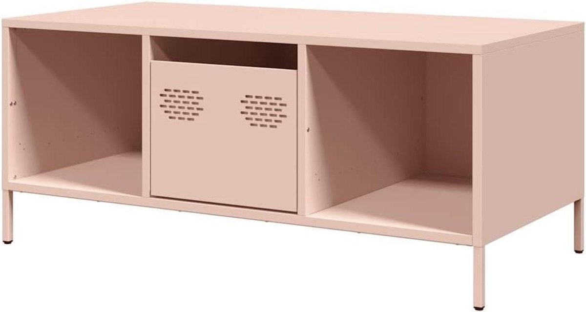 Industriële salontafel - Bijzettafel met opbergruimte - Woonkamer inrichten - Verstelbare poten - 1015 x 50 x 435 cm - Roze