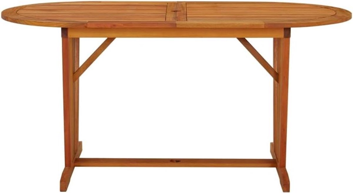 Tuintafel Eucalyptushout - Houten Eettafel Buiten - Buiten Eten - Met Parasolgat - 160 x 85 x 75 cm - Bruin