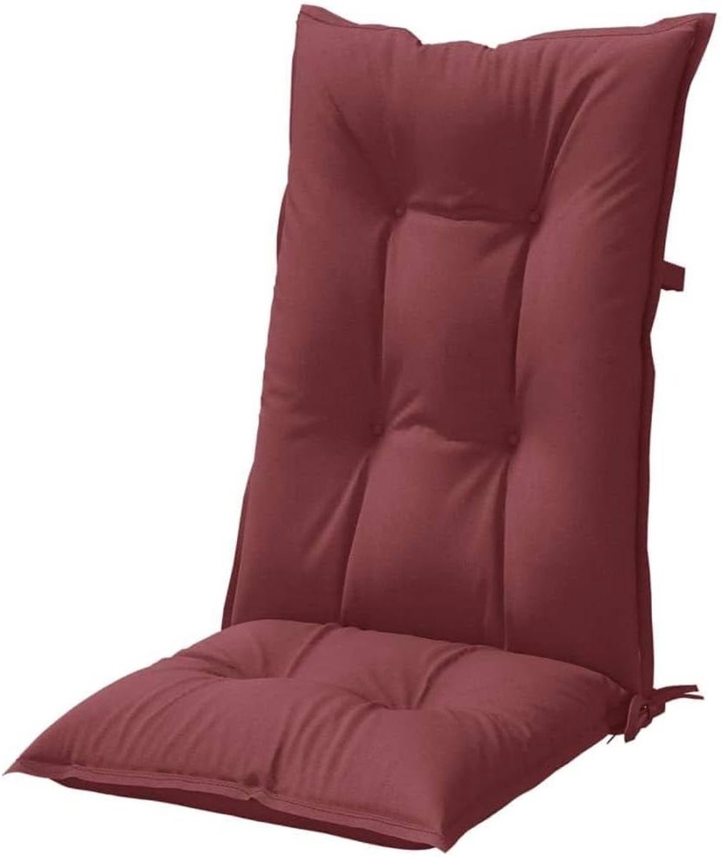 Stoelkussens Hoge Rug - Bankkussen Tuinstoel - Buiten Zitten - Polyester Stof - 120x50x7 cm - Wijnrood