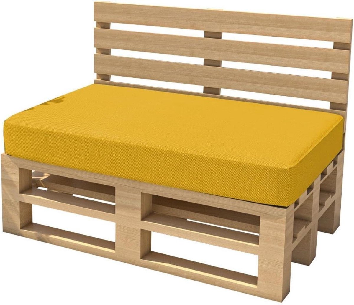 Palletkussen - Tuinkussen Zitkussen - Buiten Zitten - Waterdicht Polyester - 120 x 60 x 15 cm - Geel