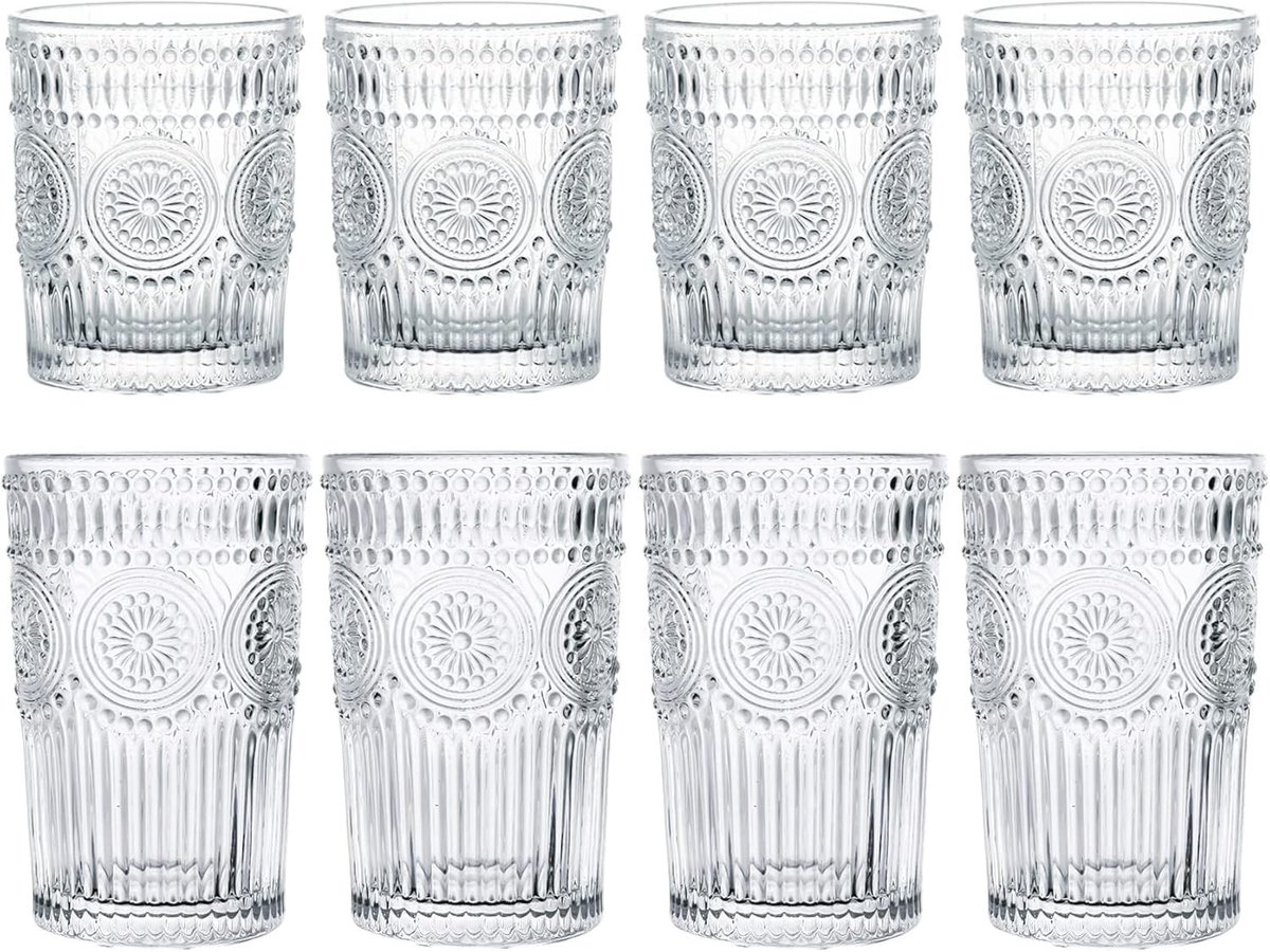 Drinkglazen Set - Kristalhelder Glas - 8-delige Set - Geschikt voor Diverse Dranken - Voor Thuis en Feestjes