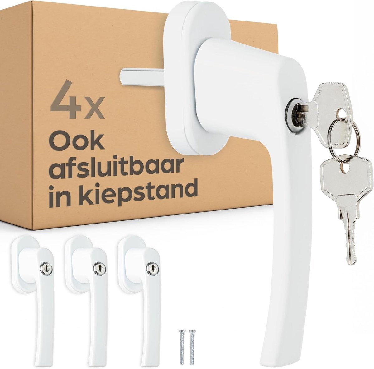 Afsluitbare Raamkruk Met Slot - Wit - Kindveilig - Eenvoudige Installatie - Voor Draai- en Kiepramen