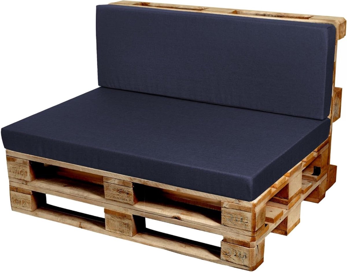 Palletkussens Set - Loungekussen Bank - Buiten Zitten - Waterbestendig Materiaal - 120x60x10 cm - Donkerblauw