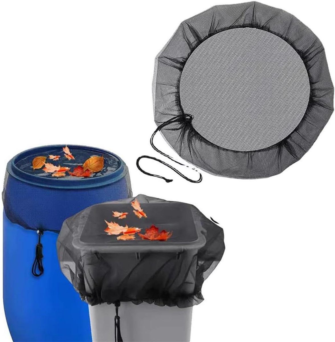 Mosquito Net for Rain Barrel Pack of 1 Rubber Catcher with Tight Grip Against Leaves and Small Animals (80 cm Diameter)