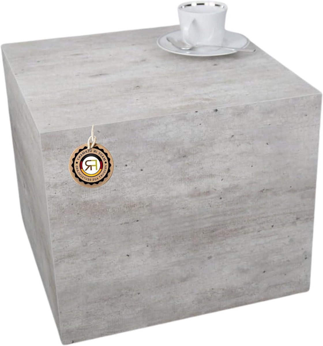 Bijzettafel Betonlook - Salontafel Hoektafel - Woonkamer Decoratie - Stabiele Constructie - 40 x 40 x 42 cm - Grijs