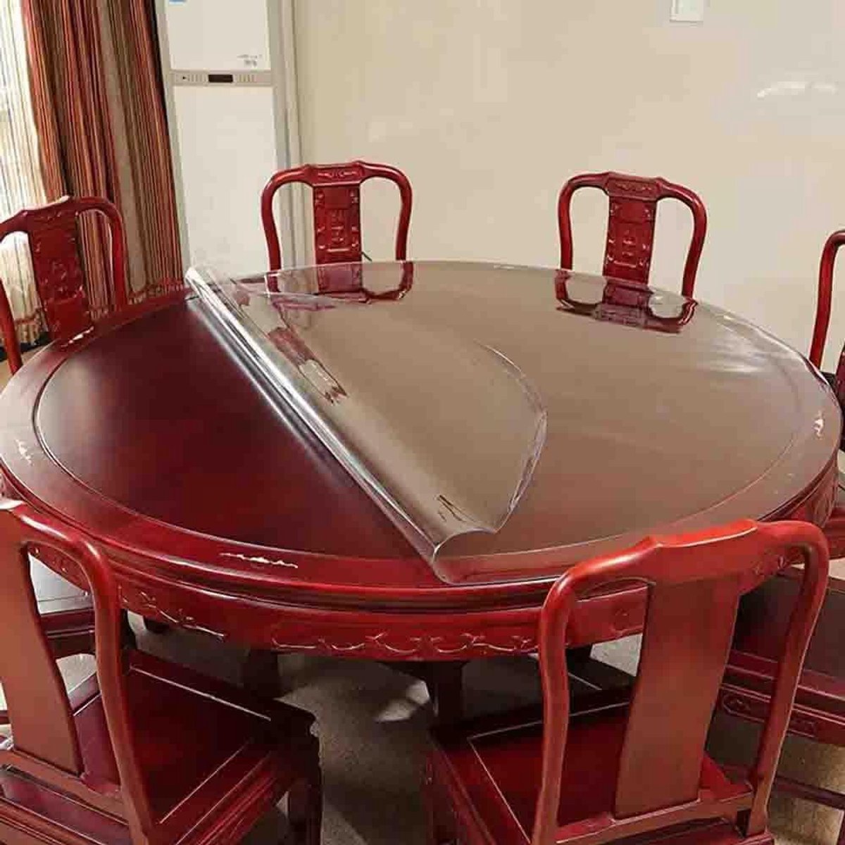 Ronde Tafelbeschermer - Tafelkleed Protector - Dagelijks Gebruik - Waterdicht en Oliebestendig - 85 inch Diameter - Transparant