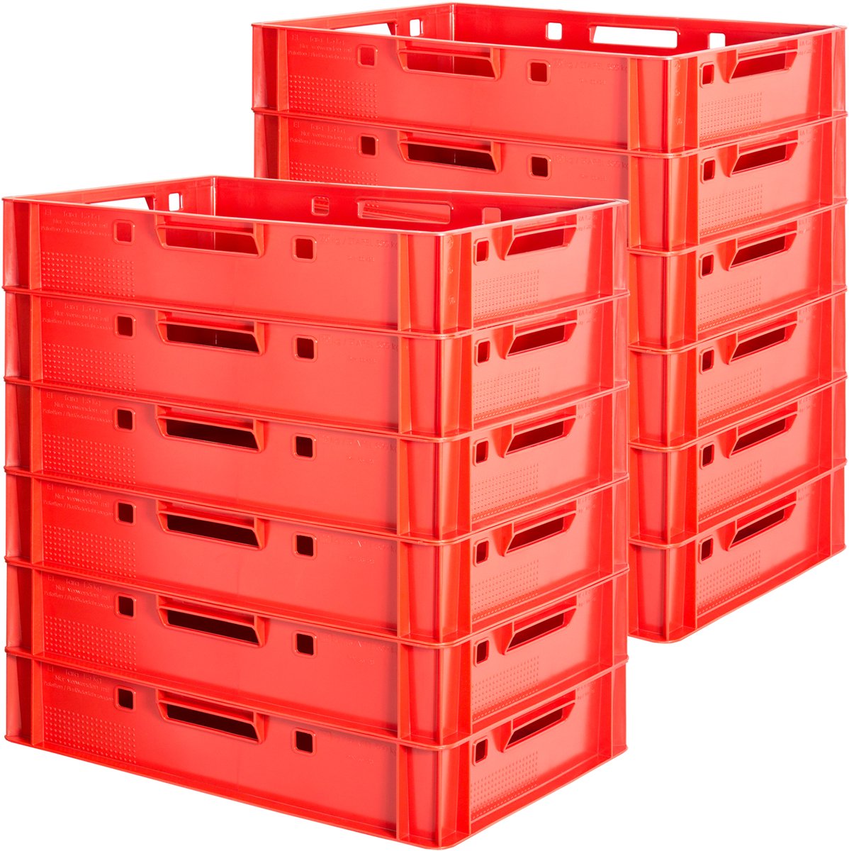 12 E1 Vleeskratten, Rood, Eurobox, Voedselveilig, Slagerskist, Opbergdoos, Plastic Bak, Stapelbaar, 60 x 40 cm, Kingpower