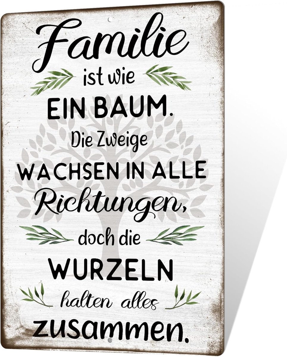 Decor Metalen bord – Familie ist wie ein Tree – Decoratief familiebord met spreuk