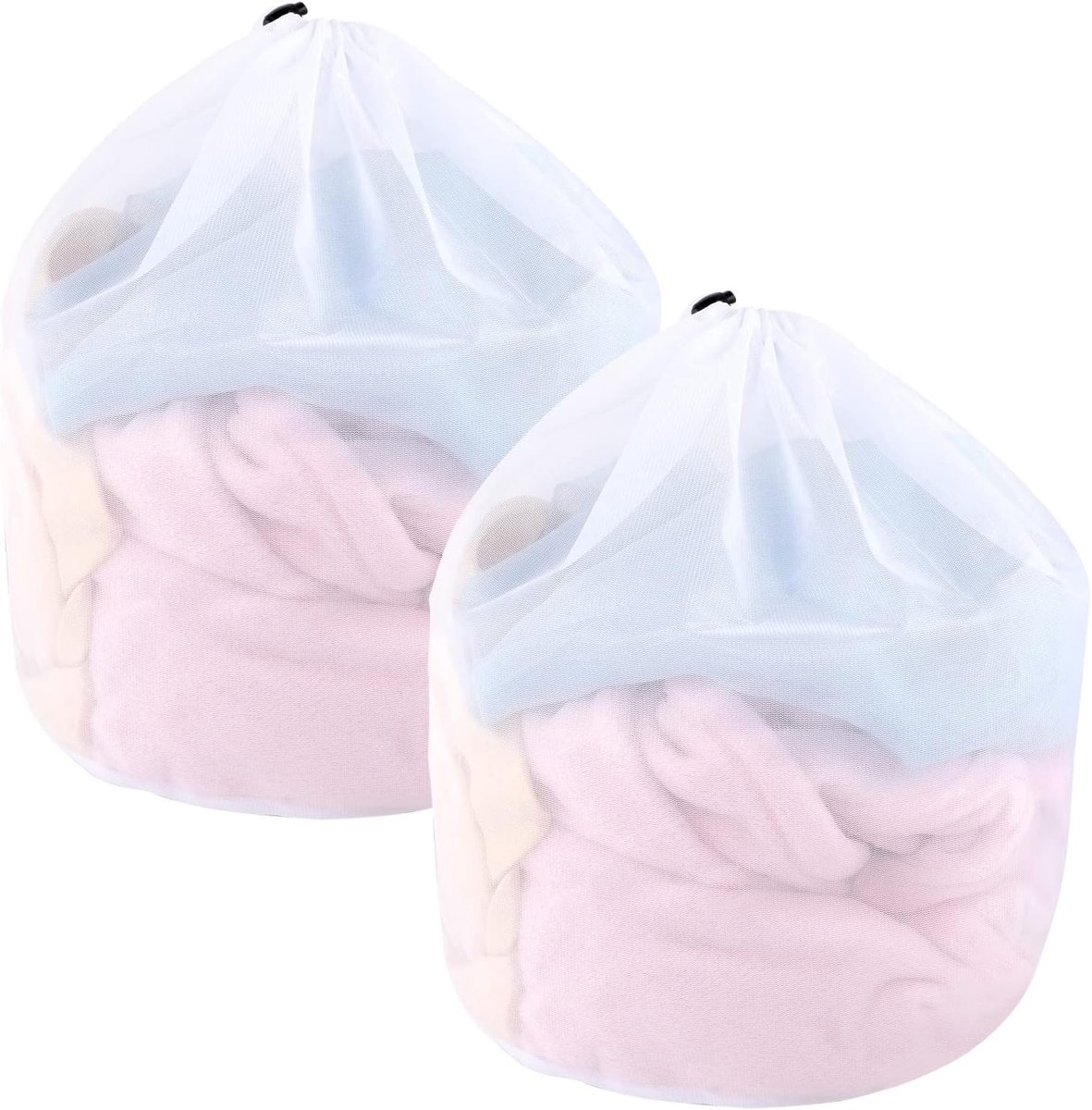 2 stuks wasnet voor wasmachine, 40 x 30 cm, waszak, waszak, wasnet, klein, met koordstopper, herbruikbaar, voor ondergoed, babykleding, sokken