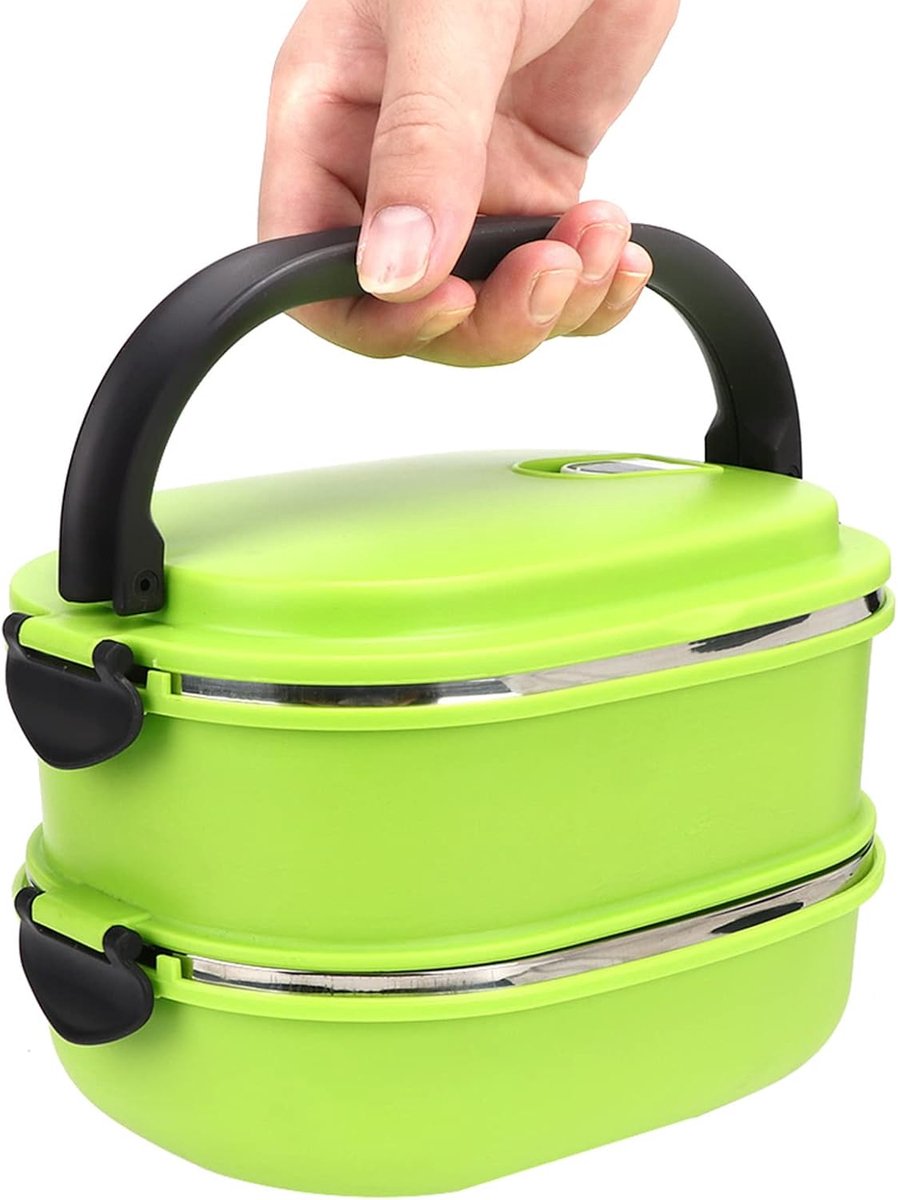 Thermische Lunchbox, Draagbare Isolatie Thermo Thermische Roestvrijstalen Thermos Lunchbox voor Volwassenen Voedselcontainer voor Outdoor Picknick (2 Layers)
